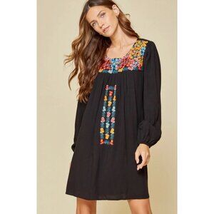 Savanna Jane Womens Size Small Floral Embroidered Long Sleeve Dress Bohemian